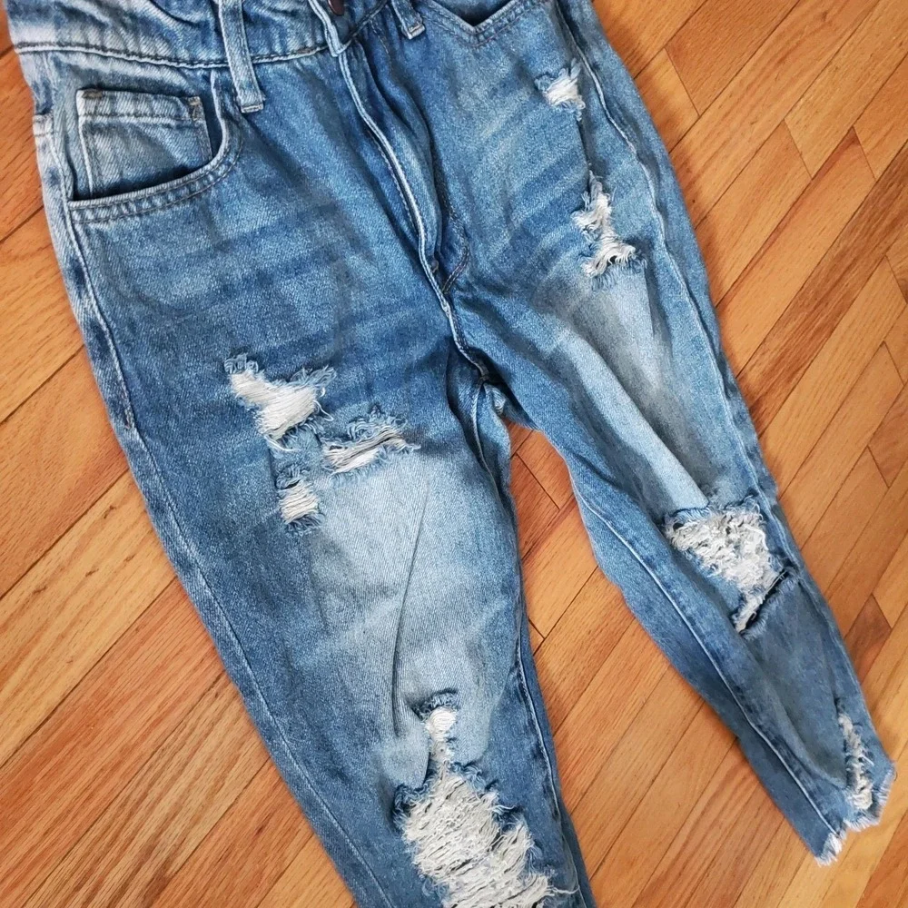 Pink Lily Priscilla Distressed‎ Girlfriend Medium Wash Jeans size 0